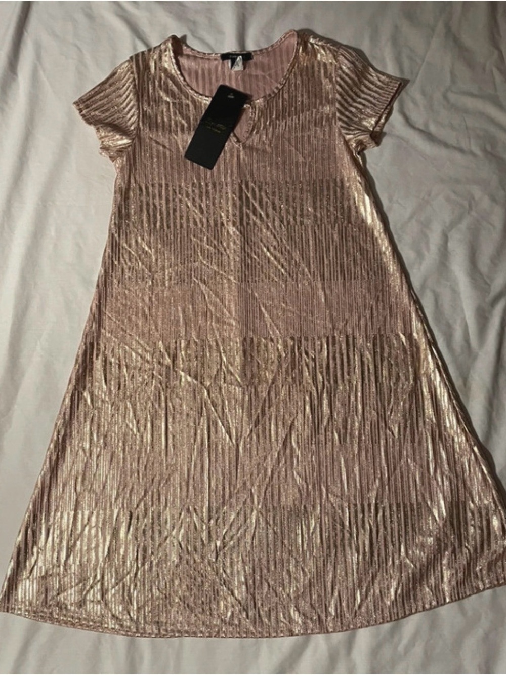 Espresso Rose Gold Metallic Shift
Dress Size S